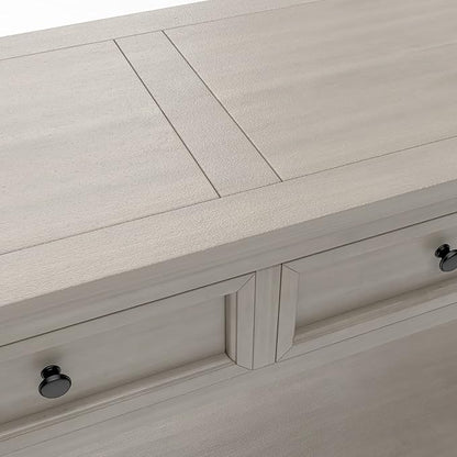 LKTART Solid Wood Console Table,Long Sofa Table Entryway Table with 4 Drawers and Bottom Shelf for Hallway Living Room Couch Table,Easy Assembled (63" Gray Wash)