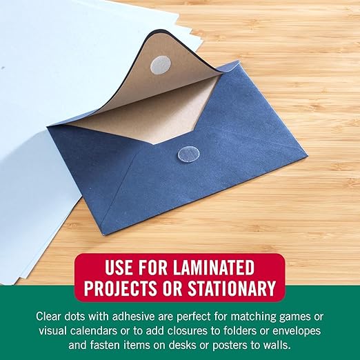 Velcro Brand Thin Clear Dots with Adhesive, 200Pk 5/8in Circles, for Crafting School Projects, Home and Office Organization | Low Profile Design