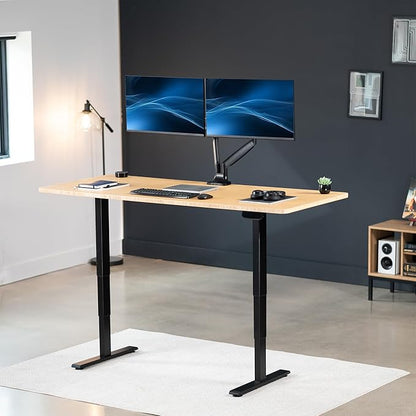 VIVO Electric 71 x 30 in Real Bamboo Standing Desk, Touch Screen Adjustment, 220 lb Frame Support, 2E Series, Black Frame, DESK-KIT-2E71O