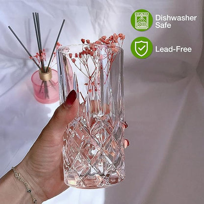Qipecedm Drinking Glasses, 8 Piece Crystal Glass Cups, Mixed Glassware Set, 4 pcs Crystal Old Fashioned 11oz Highballs and 4 pcs 11oz Whiskey Glasses, Great for Cocktail, Whisky and other Beverages