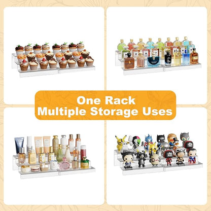 Adjustable Acrylic Can Rack Organizer for Pantry, 3 Tier Expandable Canned Storage Holder, Soda Can Dispenser Shelf Holds Up to 24 Cans, Clear Canned Display for Cabinet & Countertop (Patent Pending)