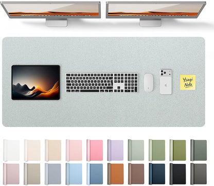 YSAGi Leather Desk Pad Protector, Office Desk Mat, Large Mouse Pad, Non-Slip PU Leather Desk Blotter, Laptop Desk Pad, Waterproof Desk Writing Pad for Office and Home (Silver, 47" x 17")