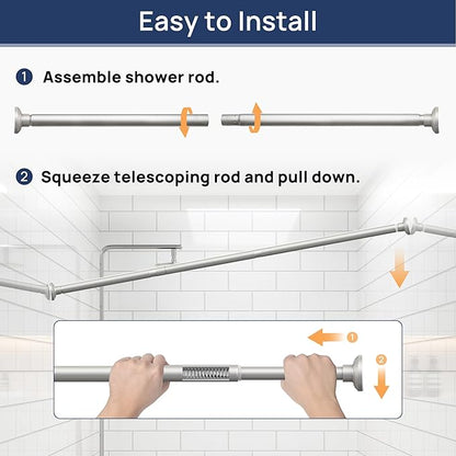 ENJOYBASICS Shower Curtain Rod 30 to 64 Inches, Stainless Steel Adjustable Spring Tension Rods No Drill for Bathroom, Closet, Window, Room Divider, Never Rust, Non Slip, Nickel