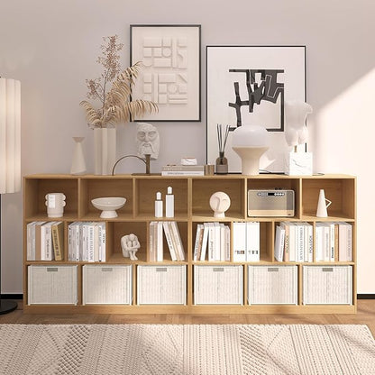 10 Cube Bookshelf with Base,Wooden Cube Storage Organizer,Open Shelf Bookcase for Bedroom, Living Room, Office, Study Room