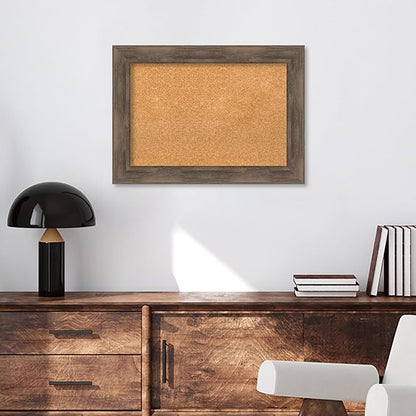 Amanti Art Natural Cork Board for Wall, 21x29 Vision Board with Brown Wood Frame, Medium Corkboard Office Decor for Home Organization, Country Rustic Corkboard Pinboard to Display Items for Home
