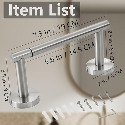 Toilet Paper Holder, Double Post Pivoting Design, Stainless Steel Rustproof Bathroom Tissue Holder, Wall Mount Fits Mega Rolls, for Home, RV, Commercial Bathroom Brushed Nickel