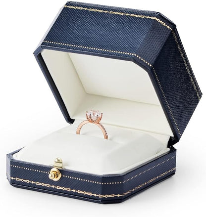 Oirlv Engagement Wedding Ring Box for Proposal Octagonal Ring Bearer Box