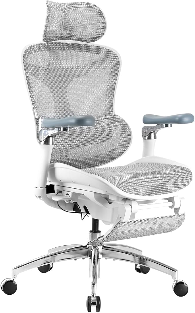SIHOO Doro C300 Pro Ergonomic Office Chair with Footrest, Ultra-Soft 6D Armrests, Dynamic Lumbar Support, and Seat Depth Adjustment for Office (Grey)