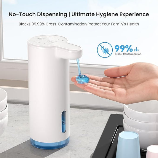 Seawah Automatic Soap Dispenser Touchless(Upgrade Auto & Manual Dual Modes), Quiet Design, IPX7, Adjustable Volume, Rechargeable, Thick & Thin Dish/Hand Soap Compatible for Bathroom & Kitchen