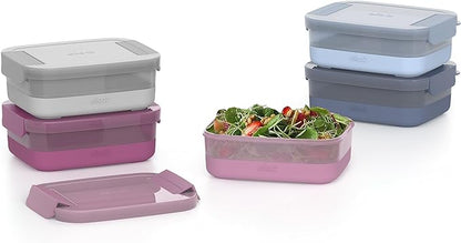 Ello Plastic Meal Prep Set BPA Free Plastic Food Storage Container with Silicone Boot and Airtight Lids, Dishwasher, Microwave, and Freezer Safe.