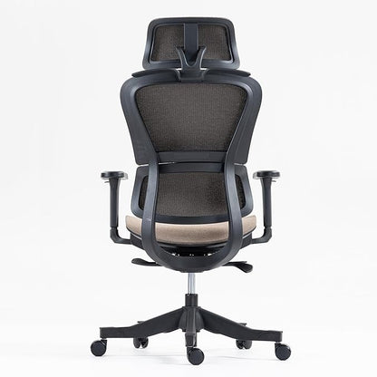 Ergonomic Office Chair with Independent Lumbar Support, Adjustable Height & 360° Swivel for Home Office Workstation (Brown)