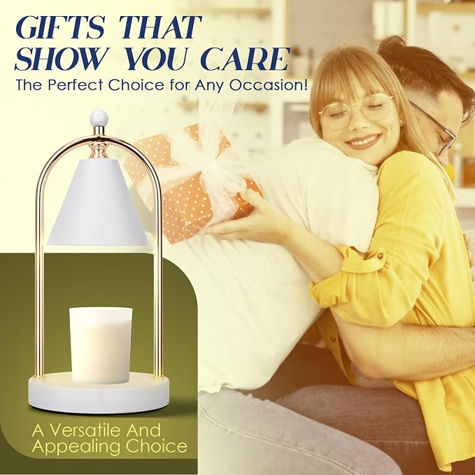 Candle Warmer Lamp With Timer, Electric White Light for Bedroom, Dimmable Wax Melts Warmer for Jars, Beside Lamp Gifts for Women Home Decor (2 Bulbs Included)