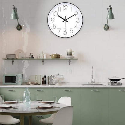 jomparis 16 Inch Large Wall Clock Modern Elegant Simple Style for Living Room Office (Black)
