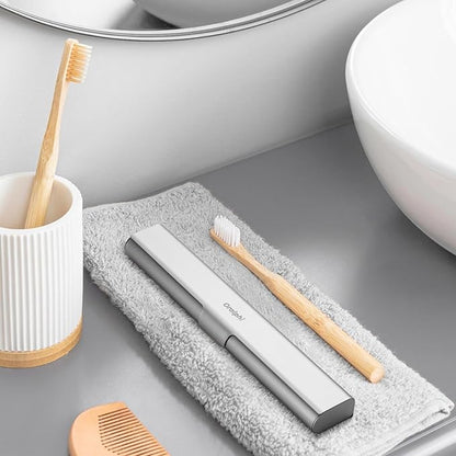 2 Pack Aluminum Toothbrush Travel Case, Portable Travel Toothbrush Holder, Durable Manual Toothbrush Box Container for Traveling, Bathroom, Camping, Business Trip