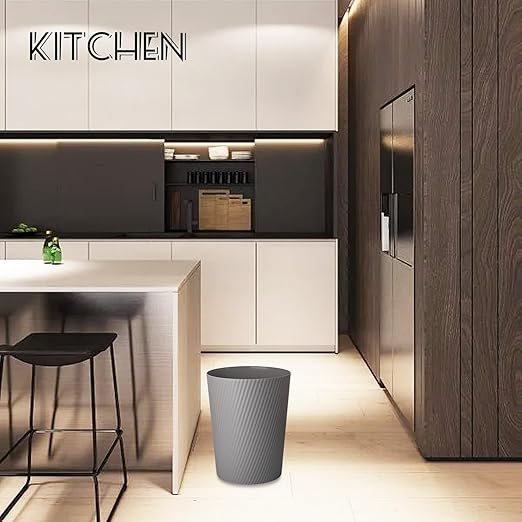 UUJOLY Small Trash Can Wastebasket Garbage Can Container Bins for Bathrooms, Laundry Room, Kitchens, Offices, Kids Rooms, Dorms (Dark Grey)