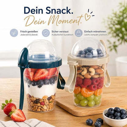 Overnight Oats Containers With Lids & Spoon, Meal Prep Yogurt Containers, Parfait Cups With Lids, Large Capacity Crunch Cup, 20 Oz BPA Free Reusable Cups(Set Of 4)
