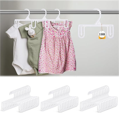 100pcs Kids Pants & Skirt Hangers, Baby Hangers Plastic Pants Hanger Closet Organizer Skirt Clothes Space Saving for Children Wardrobe Organization and Retail Store