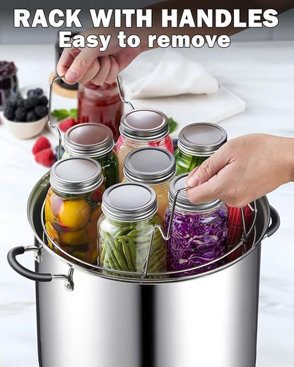 Cook N Home Water Bath Canner, 24 Quart Stainless Steel Stockpot | Large Pot with Stay-Cool Handles, Stockpot for Canning, Jars, Compatible with All Stovetops