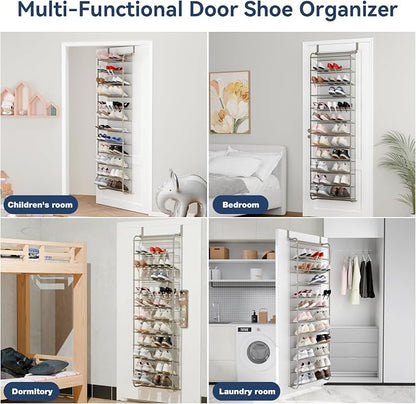 Whitmor 36 Pair Over The Door Shoe Organizer, 12 Tier Hanging Shoe Organizer, Heavy Duty Metal & Mesh Shoe Holder, Hanging Shoe Rack for Closet Organizer & Storage, 74" L x 21.7" W x 7.5" H, Mocha