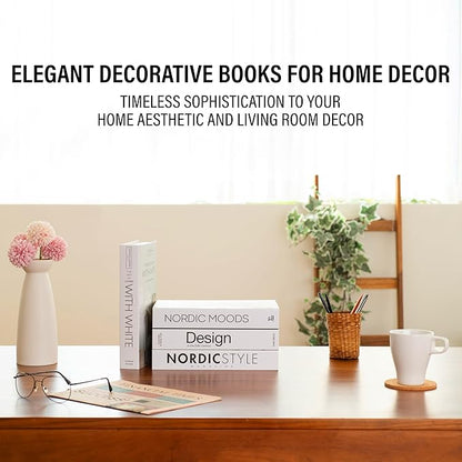 Mono Large | 4 PCS Faux Decorative Books for Home Decor | Not Real Books (Cardboard Boxes) | Coffee Table, Shelf Styling & Modern Aesthetic Accent Pieces for Living Room, Office