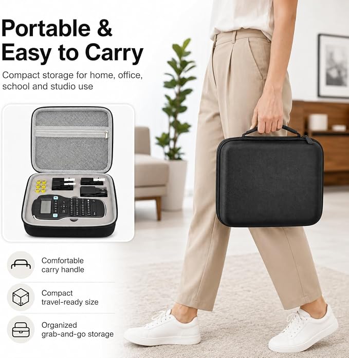PAIYULE Case Compatible with DYMO Label Maker LabelManager 160/280 Portable Label Maker, Tag Printer Storage Organizer for AC Adapter, Tape Cartirdges and More Accessories(Box Only) Gray