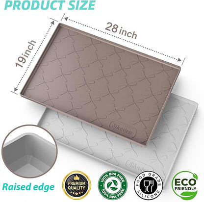 SIKADEER 28" x 19" Under Sink Mat Waterproof, Silicone Mat Kitchen Drawer Shelf and Cabinet Liner, Sink Protector for Kitchen Organizers and Storage, Boot Tray Pet Food Mats
