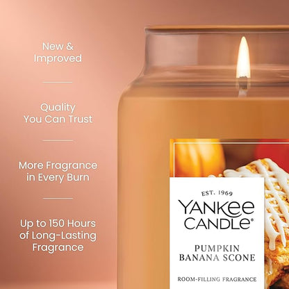 Yankee Candle Pumpkin Banana Scone, Holiday Scented Candle, 22oz Large Jar with up to 150 Hour Burn Time, Giftable