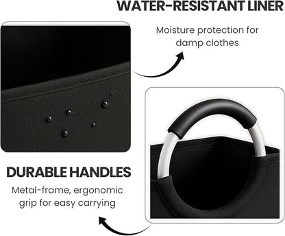 Laundry Basket with Handles - Tall Washing Bin for Laundry Room - Handy Hanging Dirty clothes Baskets & Freestanding Hampers for Bedroom Aesthetic, Dorm, Bathroom, Storage Bag for Clothes (100L)