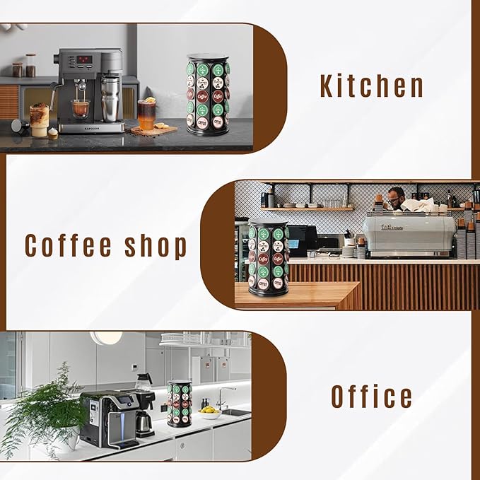 K Cup Holder, Coffee Pod Storage Carousel Holder Organizer Compatible with 40 Keurig K-Cup Pods, Home or Office Kitchen Counter Organizer