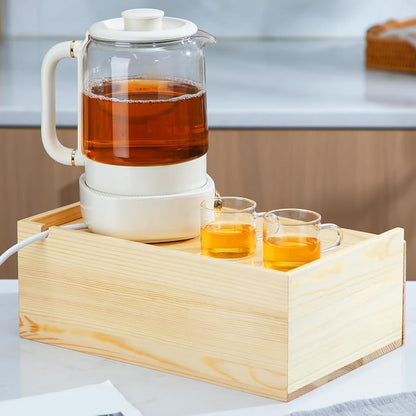 Cinnvoice Tea Bag Organizer Wood Tea Organizer Storage Box 8 Compartments Container Holder with Lid to Storage and Keep Fresh(Brown)