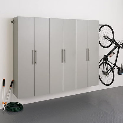 Prepac HangUps 30" Large Garage Cabinet, Bathroom Cabinet Wall Mount, Ideal for Garage, Kitchen and Laundry Organization 30" W x 72" H x 16" D, Light Gray