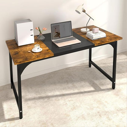 Computer Desk, 47 Inch Home Office Desks, Office Desk for Gaming Writing Study Work, Study Table with Large Legroom, Computer Desk with Metal Frame, Modern Simple Home Office Desk for Bedroom