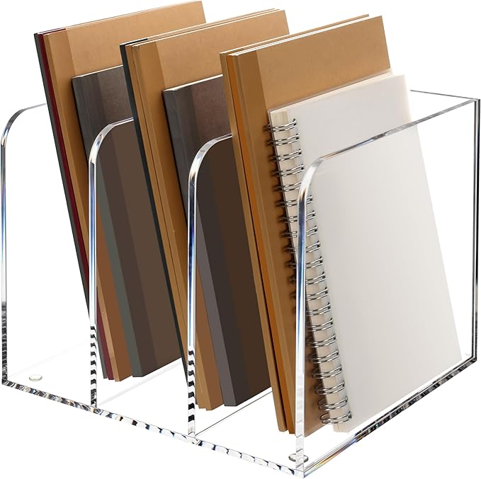 Magazine Holder, Clear Acrylic Magazine Rack, File Organizer for Office Desk, Book Organizer,-One-Piece-3 Vertical spaces,1 pack (B5)……