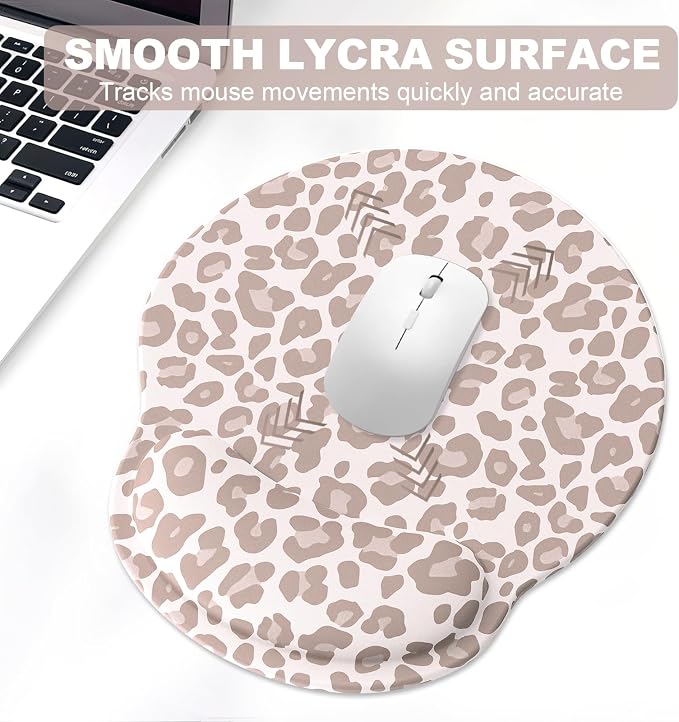 Ergonomic Mouse Pad with Wrist Rest and Keyboard Wrist Rest, Mousepad and Wrist Rest for Computer Keyboard, Pain Relief, Non-Slip Rubber Base, Mouse Pad with Wrist Support for Gaming, Leopard