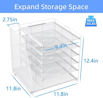 gianotter 6-Tier Paper Organizer With Magazine Holder, Desk Organizers and Accessories, Desk Accessories & Workspace Organizers, File Organizer for Office Supplies Storag (White, 6-Tier)