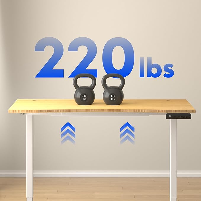 FLEXISPOT E3 Bamboo Dual Motor 72 x 30 Electric Standing Desk Sit Stand Up Desk, Holds 220 lbs, Adjustable Height w/ Memory Presets, Solid Bamboo Curved Desktop & White Frame, Ships in 2 Boxes