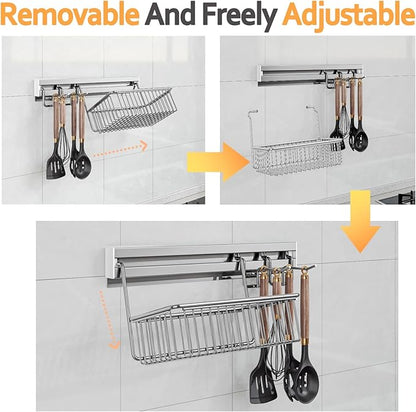 MINGLING Shower Caddy Hanging with Wall Back Crossbar, Rustproof 304 Stainless Steel Shower Organizer, Adhesive Bathroom Wall Storage Basket for Kitchen and Home Decor