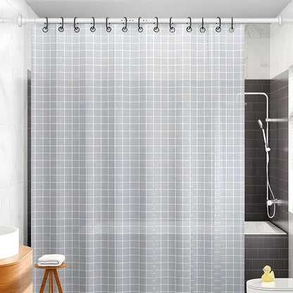 MEXAU White Tension Curtain Rod 40-148 Inch Long Tension Rod 1.26" Spring Tension Curtain Rod Adjustable Curtain Rods No Drilling Tension Shower Rod Curtain Tension Rod for Bathroom Windows Doorways