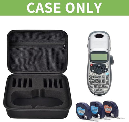Case Compatible with DYMO LetraTag LT-100H Handheld Label Maker Machine, Holder for Labeler Makers Printer Machine & Labeling Tapes Refills, with Mesh Pocket for Accessories- (Black Sponge)