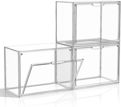 Purse Organizer for Closet, 3 Pack Handbag Storage Organizer, Clear Acrylic Display Case for Collectibles, Stackable Bag Organizer with Magnetic Door for Wallet, Clutch, Figure, Toys