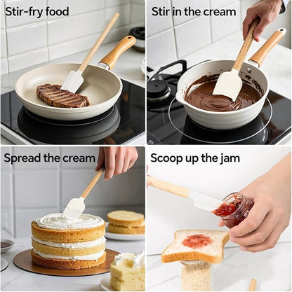 Silicone Spatula Set, 4 Piece Food Grade Rubber Spatula, Spoon, Jar Spatula, Heat Resistant Up To 428°F, Suitable For Cooking, Baking, And Mixing Frosting.