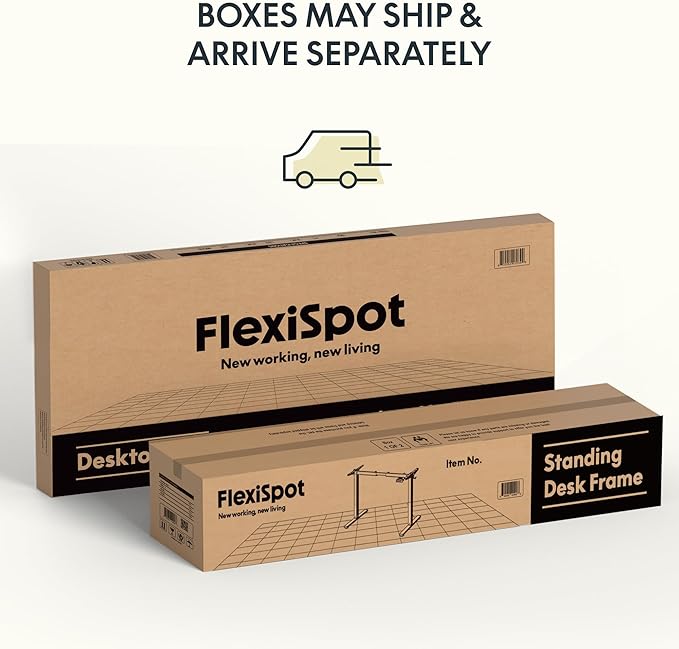 FLEXISPOT Bamboo Electric Standing Desk with Elegant Oval Legs & Curved Desktop, 48"x24" Height Adjustable Desk for Home Office & Living Spaces, White Frame