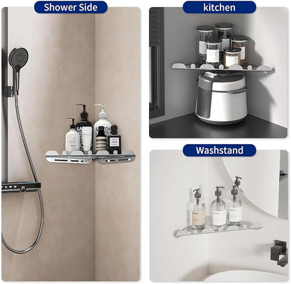 2 Pack Corner Shower Shelf, 10" 304 Stainless Steel Modern Corner Shower Shelf for Inside Shower, Heavy Duty Shower Caddy Organizer with Razor Hole, Drilling Installation (Brushed Nickel, 10")