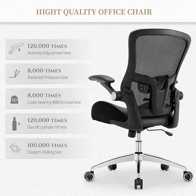 Big and Tall Office Chair 400lbs, Heavy Duty Ergonomic Computer Desk Chair, Leather Office Task Chair for Heavy People with Wide 3D Modeling Foam Seat, Adjustable Lumbar Support and Arms
