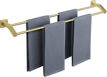 Alise Bath Double Towel Bars Towel Racks for Bathroom,Wall Mount Towel Holder Heavy Duty SUS304 Stainless Steel Towel Hanger Towel Rail,Gold,32 Inch