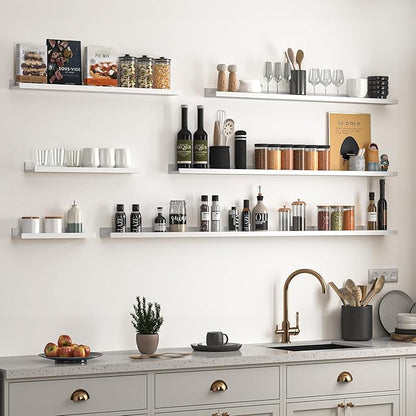 Heimlove Picture Ledge Shelf, Floating Shelves Set of 2, 16 Inch - White