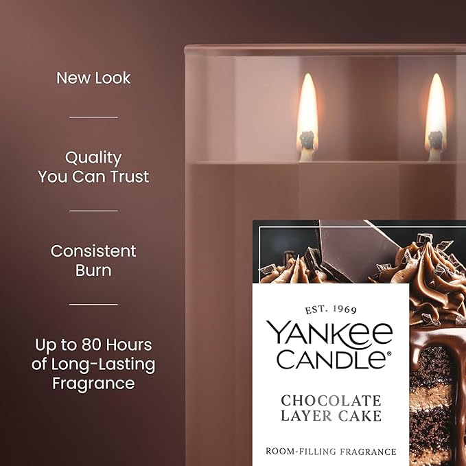 Yankee Candle Large Tumbler Scented Candle with up to 80 Hour Burn Time, Premium Plant Wax Blend for Consistent Burn, 20 oz Tumbler Candle with Room Filling Fragrance, Chocolate Layer Cake