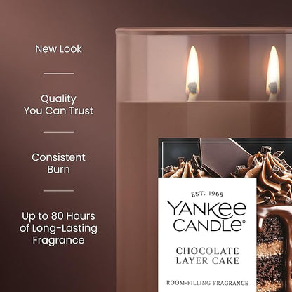 Yankee Candle Large Tumbler Scented Candle with up to 80 Hour Burn Time, Premium Plant Wax Blend for Consistent Burn, 20 oz Tumbler Candle with Room Filling Fragrance, Chocolate Layer Cake