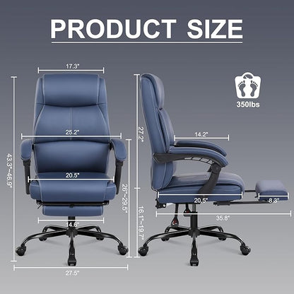 Misolant Big and Tall Office Chair with Footrest, High Back Desk Chair with Linkage Armrest, 90-155° Recline Executive Computer Chairs with Adjustable Height for Home