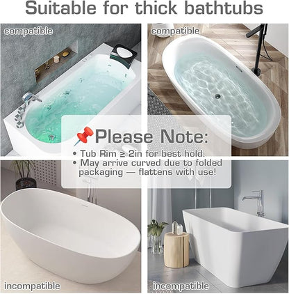 31.5" Bathtub Splash Guard for Kids & Toddlers- Silicone Play Shelf & Toy Storage Tray with Strong Suction Cups to Prevent Water Spills, No-Leak Fun Bath Time - Tub Toy Holder Ledge,Grey